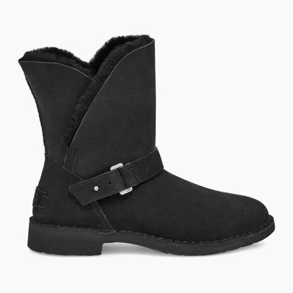 Ugg Syden Black Suede Sheepskin Boots 1120702 Women's 8.5